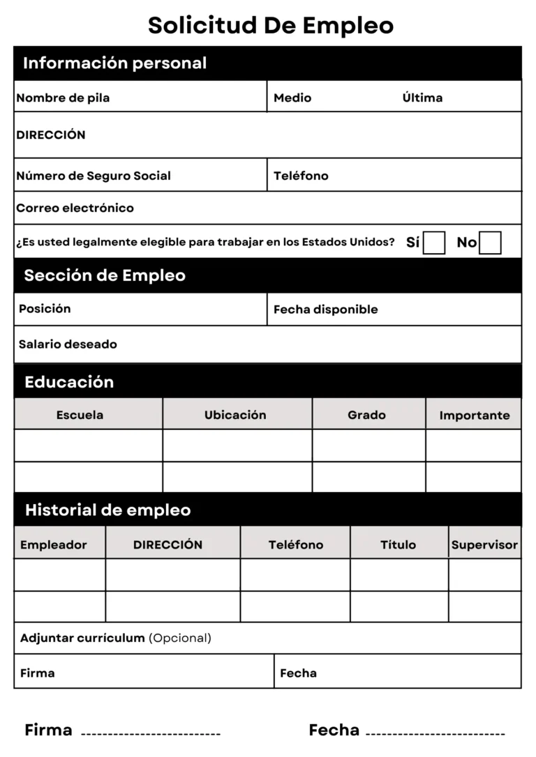 Formato, Tipos y Finalidad de la Solicitud De Empleo 1 Solicitud de empleo 2025